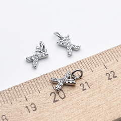 Подвеска Буква X, родиевое покрытие, фианиты, размер 8*6 мм, цена за 1 шт