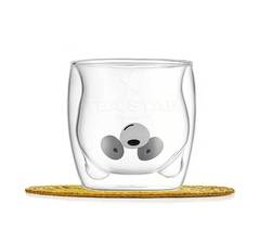 Стеклянный стакан с двойными стенками в форме медведя "Панда", 250 мл