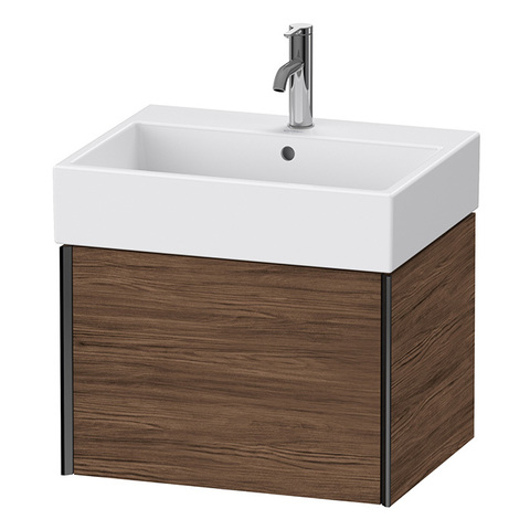 Duravit XViu Тумба подвесная 397x584x454мм, для раковины #235060, 1 ящик, цвет: walnut dark/черный матовый XV42340B221