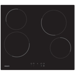 Варочная панель AKPO PKA 609014 BL, 4 конфорки Hi Light, сенсорное управление, черная