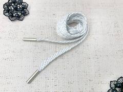 Шнур, ш. 1 см, L 124 см, белый с серебром