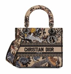 Женская сумка Dior Lady D-lite, модель среднего формата бежевый