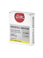 Кассета с лентой S'OK by Sakura Printing C53S654008 для Epson , черный на желтом, 12мм, 8м