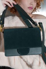 Сумка замшевая через плечо темно-зеленая