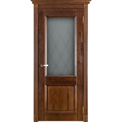 Купить Межкомнатная дверь массив дуба Афина багет античный орех остеклённая