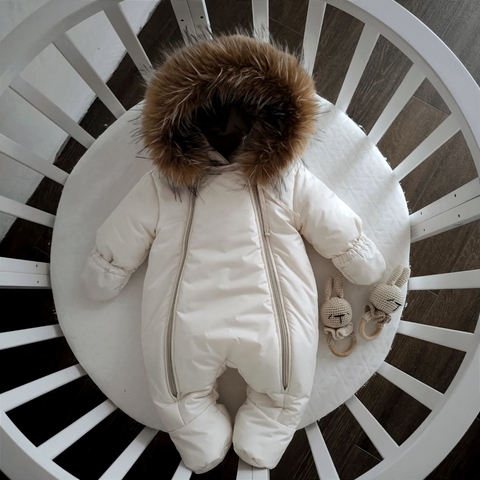 Зимний детский комбинезон, сливочный, от 3 до 6 мес. MAMINY ZAPISKY