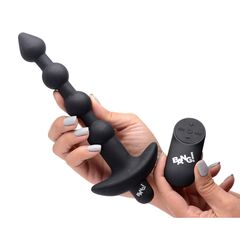 Черные анальные бусы с вибрацией и пультом ДУ 28X Remote Control Vibrating Silicone Anal Beads - 19 см. - 
