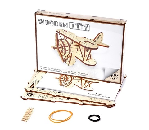Деревянные конструкторы Wooden City. Модель Биплан