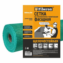 SMF224T Сетка фасадная, стекловолокно, 1*50 м, ячейка 5*5, зеленая, Fiberon (160 г/м2)