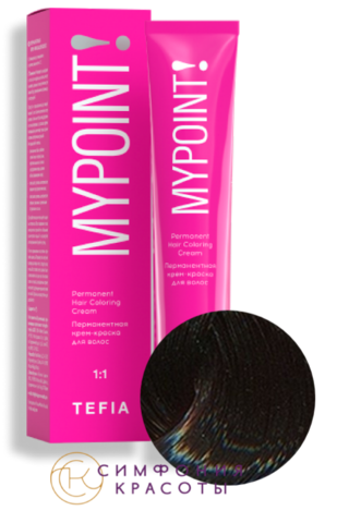 Перманентная крем-краска для волос Mypoint 1.0 Черный Tefia, 60 мл