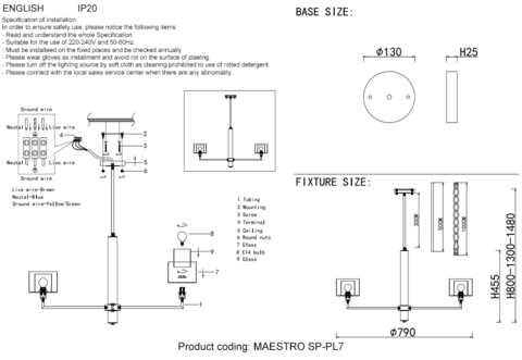 Подвесная люстра Crystal Lux MAESTRO SP-PL7 CHROME
