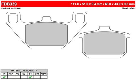 FDB339ST Тормозные колодки дисковые MOTO, блистер 2 шт