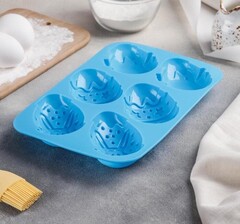 Форма для выпечки силиконовая «Пасха», 27×17 см, 6 ячеек, цвет МИКС