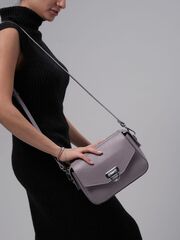 Сумка кожаная через плечо лиловая