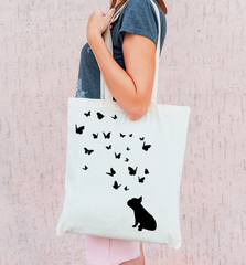 Тканевая сумка "Французский бульдог и бабочки"