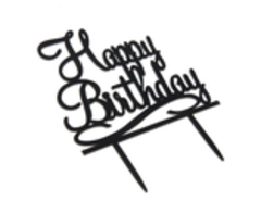 Топпер С Днём Рождения 12х12 см, цвет черный