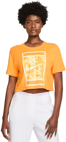 Теннисная футболка женская  Nike Dri-Fit Slam Crop Top - sundial