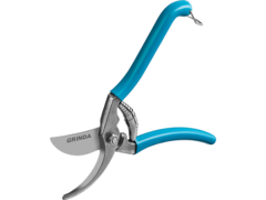 GRINDA P-10, 210 мм, цельнокованые лезвия, стальные рукоятки, покрытие ПВХ, плоскостной секатор, PROLine (423410)