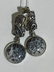 Агат  (серьги из серебра )