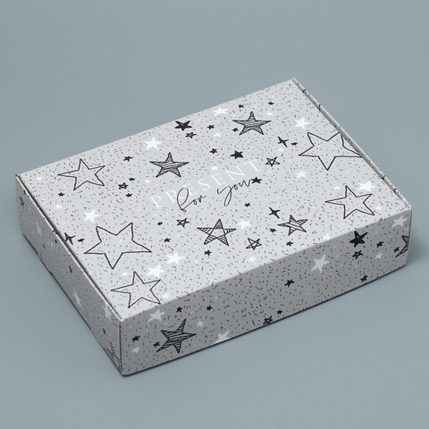 Коробка самосборная одиночная Прямоугольник, 15*21*5 см, Present for you, Звездные радости, 1 шт.