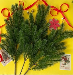 №3 Еловая ветка большая, 60 см, 27 лапок на ветке, набор 3 ветки.