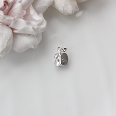 Подвеска Яблоко с фианитом 13*9 мм, родий, П046