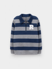 джемпер  для мальчика  КР 302795/серый меланж,синий,полоска к616