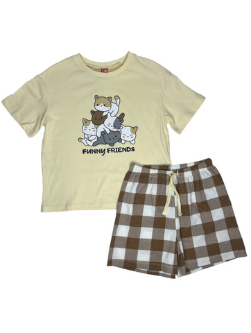 CWJG 50224-30K Пижама для девочки (футболка, шорты), Ваниль