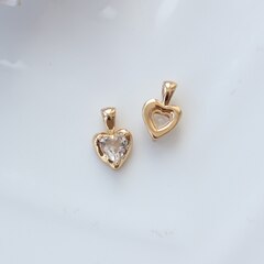 Подвеска Сердце с белым фианитом, 12*8 мм, позолота, П297