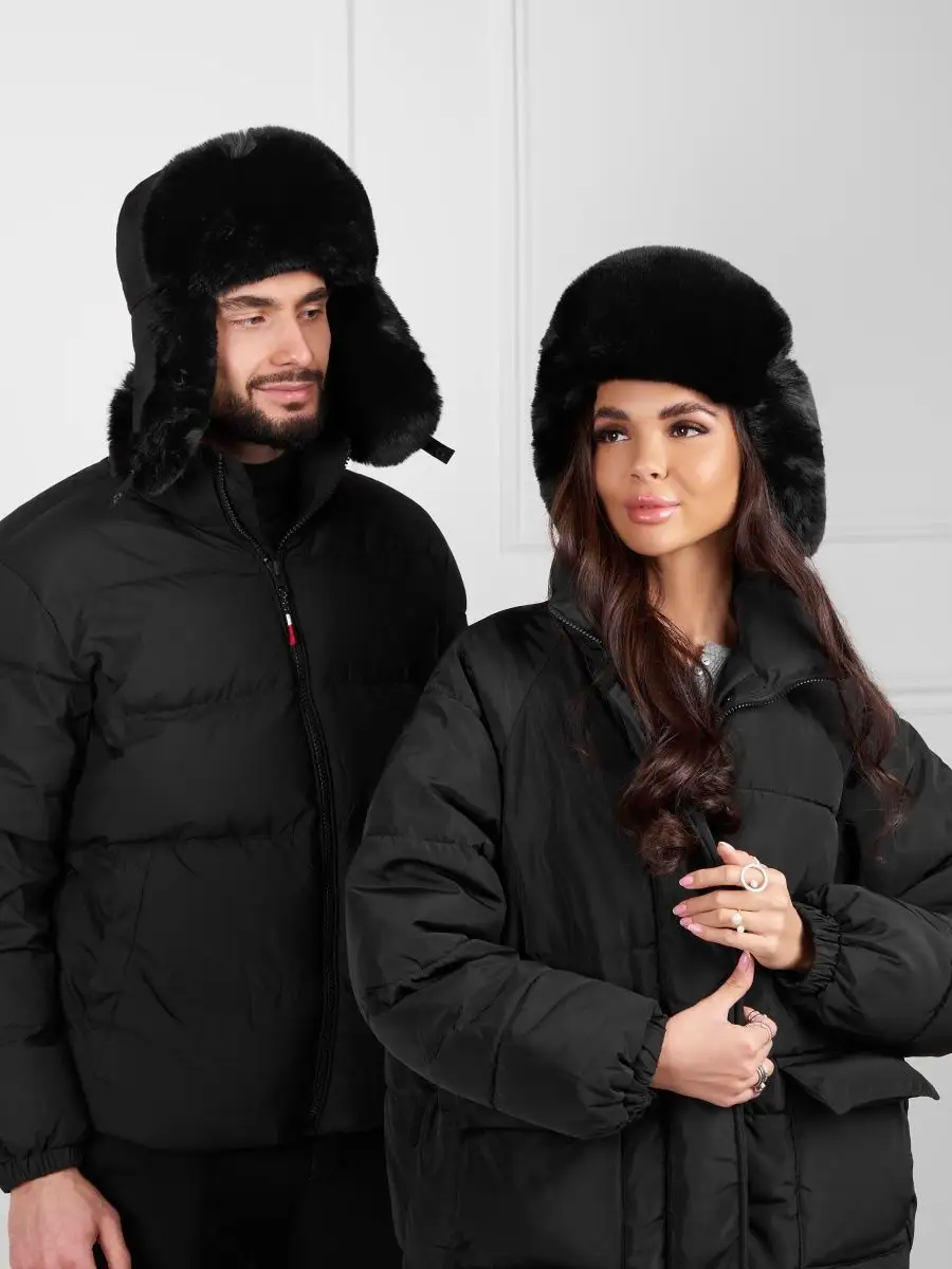 Шапка ушанка меховая теплая с флисом