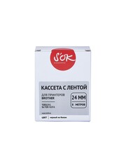 Кассета с лентой S'OK by Sakura Printing TZES251 для Brother P-Touch, черный на белом, 24мм, 8м, наклейка
