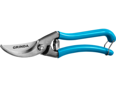 GRINDA P-10, 210 мм, цельнокованые лезвия, стальные рукоятки, покрытие ПВХ, плоскостной секатор, PROLine (423410)