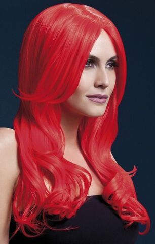 Красный парик с длинной челкой Khloe - Fever 04095