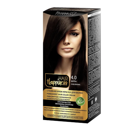 Hair Happiness Крем-краска для волос аммиачная №4 шатен Белита-М