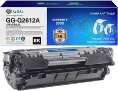 Картридж лазерный G&G GG-Q2612A GG-Q2612A UNIVERSAL черный (2000стр.) для HP 1010/1012/1015/1018/Canon LBP2900/3000/L120/L90/L100/L120/HP 1020/1022/3015/3020/3030/3050/3052/3055/M1005/1300/1319f; Canon 4140/MF4380dn/4010/4660pl/4100/4690pl/4110/4120/