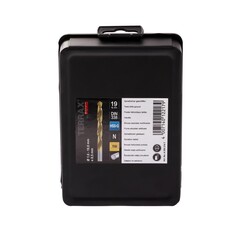 Набор сверл по металлу 1-10мм 19шт DIN338 HSS-G TiN 118° (мет. кейс) Terrax by Ruko A250214T