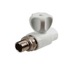 Кран PP-R шаровой белый НР Дн 25х3/4" прямой для радиатора RTP (РосТурПласт) 27861