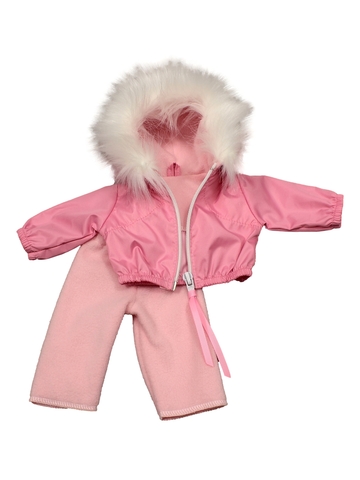 Костюм с курткой c мехом - Розовый. Одежда для кукол, пупсов и мягких игрушек.