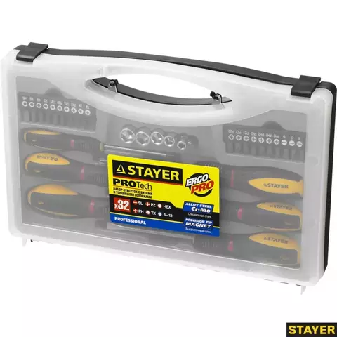 STAYER Max Range Pro 32 предм., Набор отверток с насадками (25134-H18)