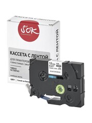 Кассета с лентой S'OK by Sakura Printing TZEFA3 для Brother,  голубой на белом, 12мм, 8м , наклейка