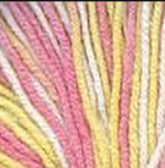 Пряжа "Кроха секционная", 20%шерсть, 80%акрил, 50гр, 135м, белый/розовый/желтый