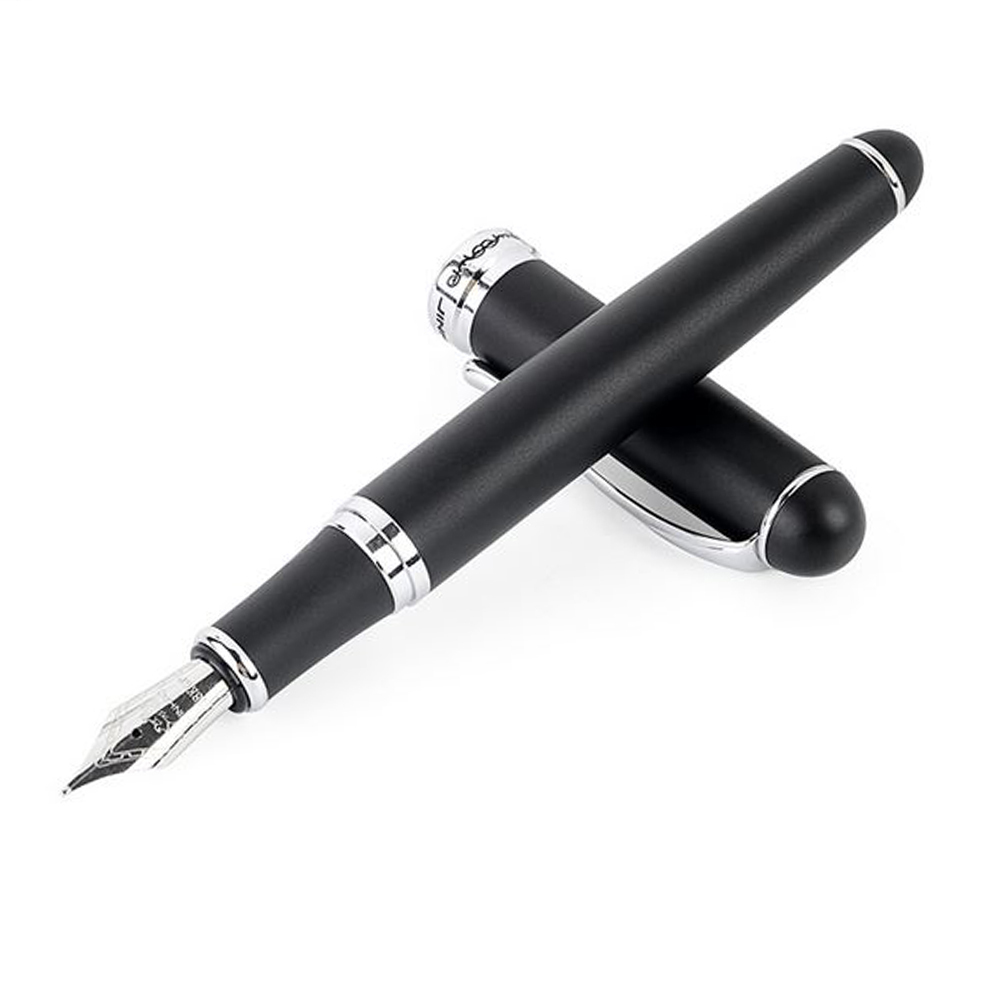 Перьевая ручка Jinhao 750, Китай. Перо М (0.75 мм). Корпус металл. Цвет черный матовый