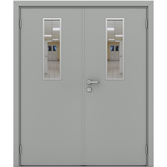 Купить Влагостойкая двустворчатая дверь Модель 6 серая остеклённая