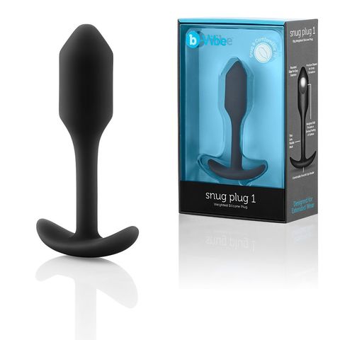 Чёрная пробка для ношения B-vibe Snug Plug 1 - 9,4 см. - b-Vibe BV-007-BLK