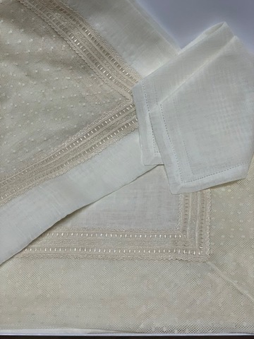 Набор скатертей 2шт 170х340 и 120х280 и 12 салфеток Gamba 1022 Bordina Panna шампань