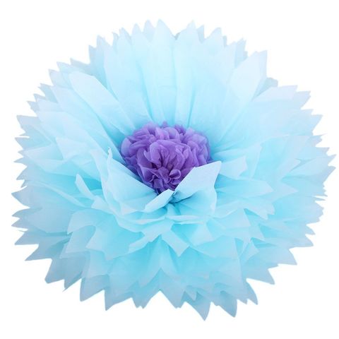 Бумажный цветок, 50 см, голубой + сиреневый, 1 шт.