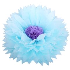 Бумажный цветок, 50 см, голубой + сиреневый, 1 шт.