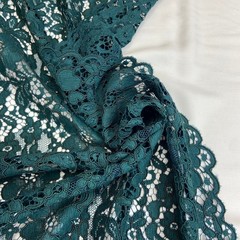 Ткань  кружево кордовое цвет темно-зеленый 3309