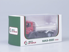 MAZ-5551 tipper later cabin 1988 low body red-white AutoHistory 1:43