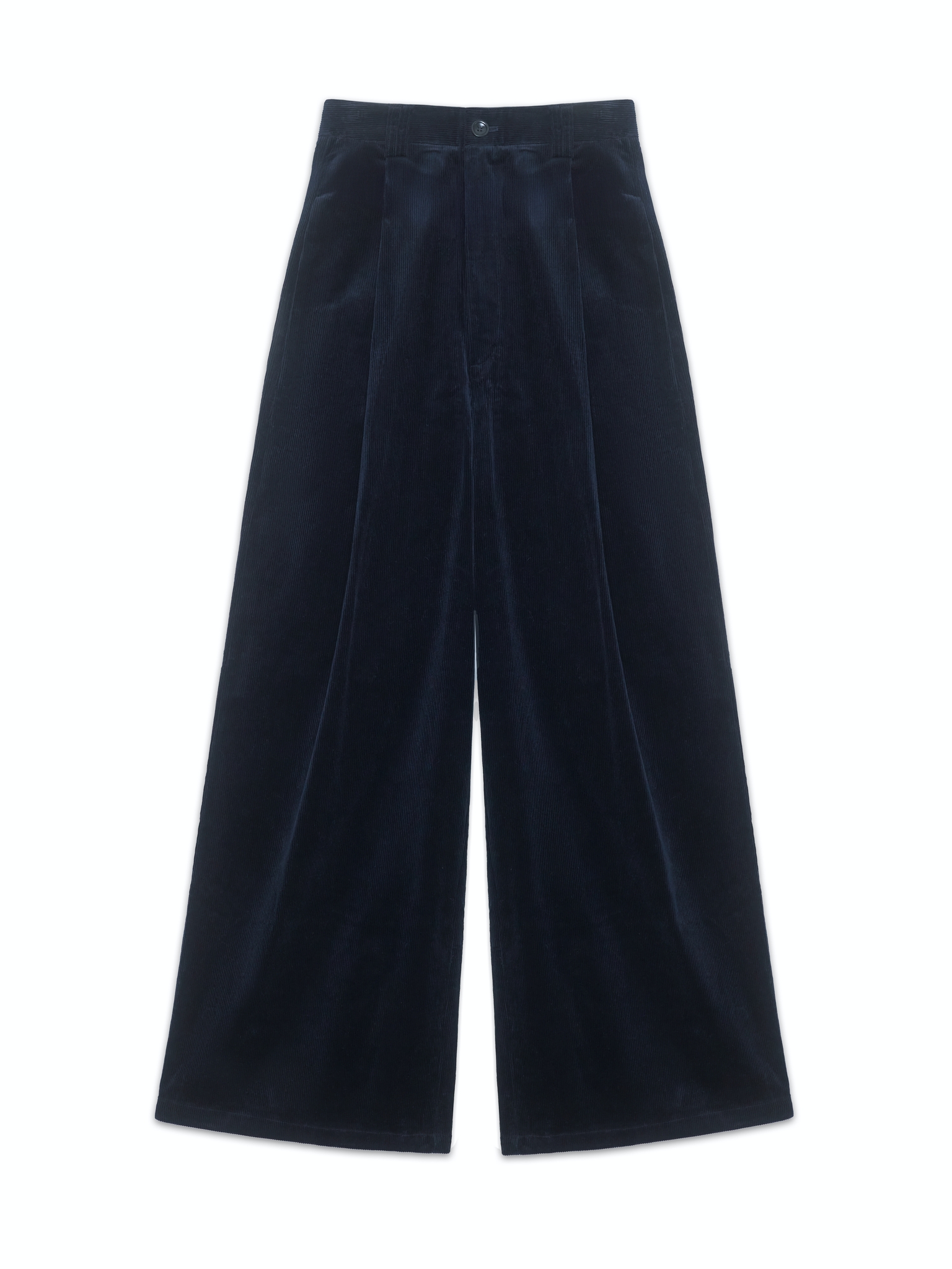 Темно-синие брюки-палаццо из микровельвета